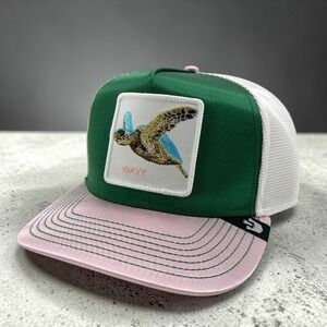 Goorin Bros Wavy Turtle Allablur Trucker Hat Green Pink Patch Snapback Cap New